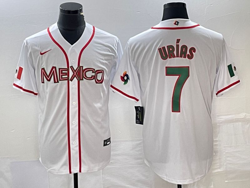 Men 2023 World Cub Mexico #7 Urias White Nike MLB Jersey46